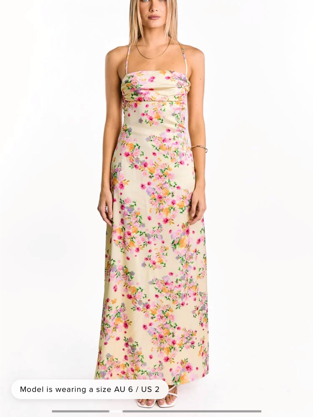Blaise Yellow Bloom Satin Maxi Dress